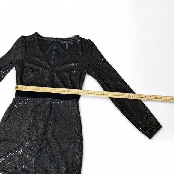 BCBG Maxazria Black Sequin and Feather Cocktail Dress Size S - Picture 9 of 10